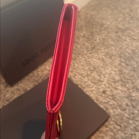 Louis Vuitton Vintage Red Jena Clutch with Gold Accent and Box - Picture 5 of 16